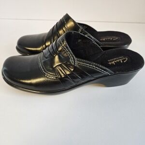 Vintage Clarks Bendables Mules Leather Black Size 8.5 Dress or Casual Shoe